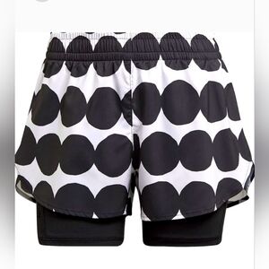 ADIDAS X MARIMEKKO  Marathon Polkadot Black White Athletic 2 in 1 Running Shorts